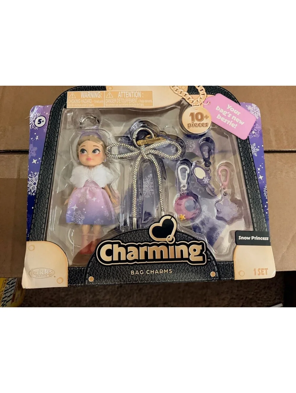 Jakks Charming Bag Charms Snow Princess Doll Playset 10pc Set